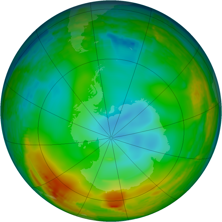 Antarctic ozone map for 09 August 1994